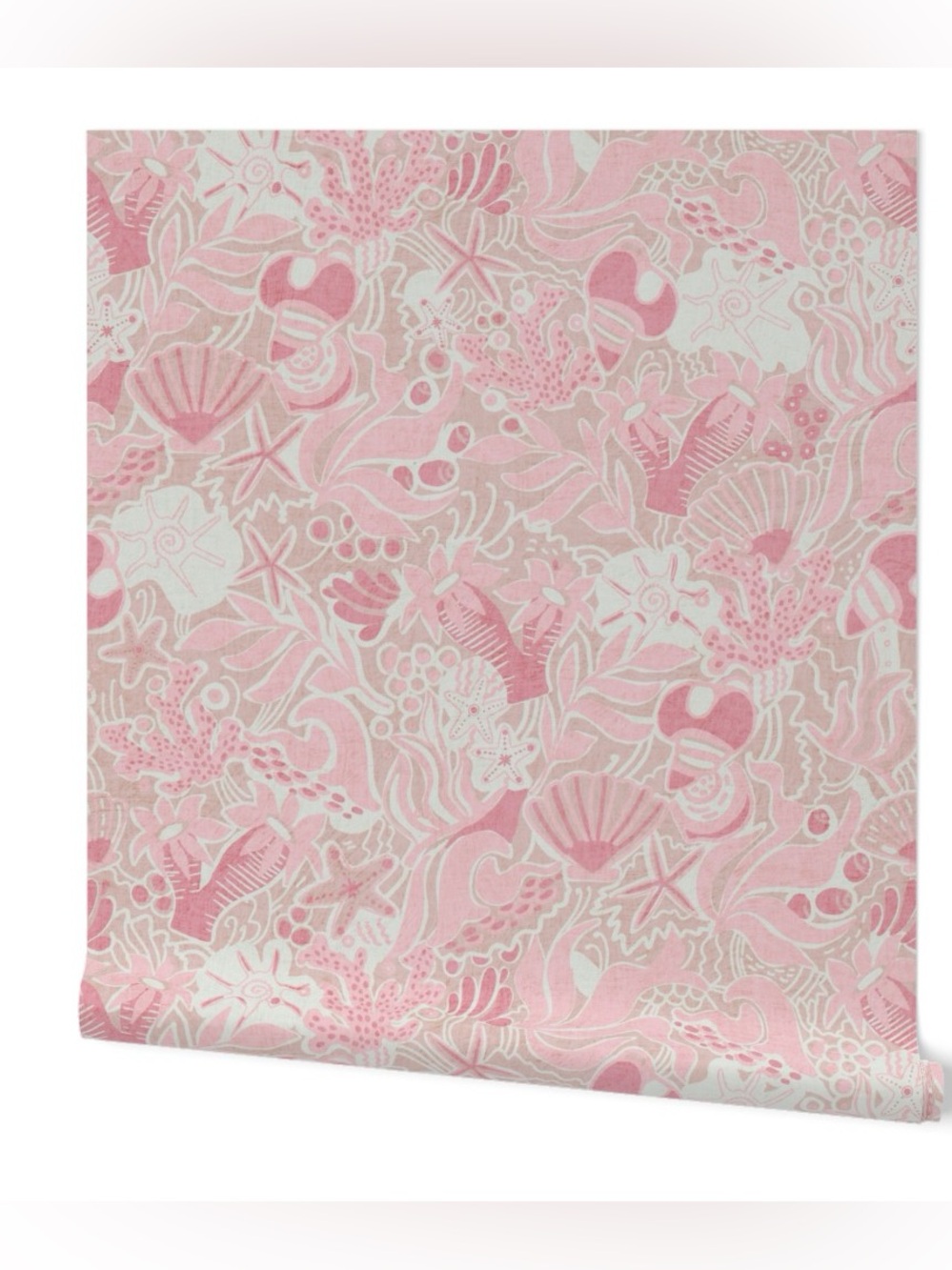 NWT SPOONFLOWER Pre Pasted Wallpaper RockPool Texture Pink Beige 1 Roll 2’ x 12’